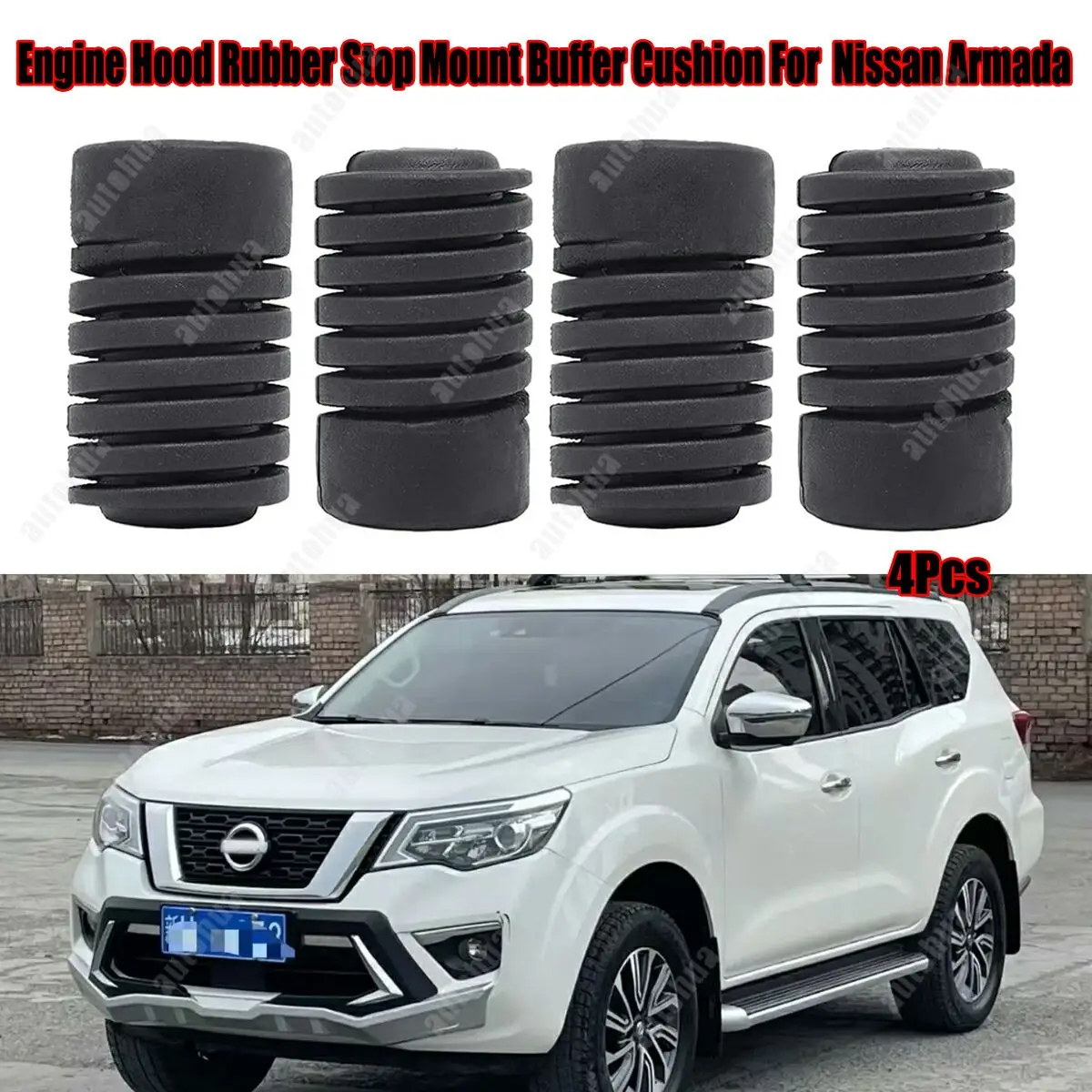

For Nissan Armada 2010 - 2018 4Pcs Car Engine Hood Tailgate Rubber Stop Mount Bush Buffer Cushion Replacement Accessory