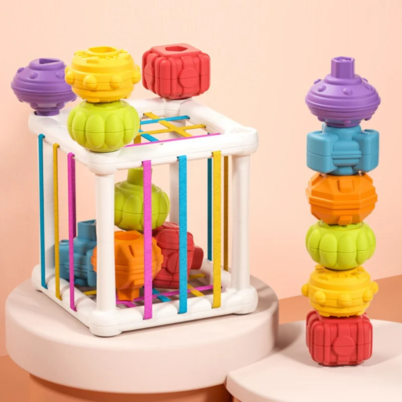 Atividade sensorial empilhamento forma cubo habilidade motora fina dedo traning jogo cedo brinquedos educativos para infantil brinquedo do bebê presente