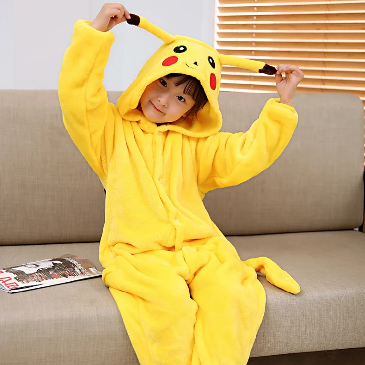 Pokemon Pikachu Anime Plush Flannel Pajamas Pokemon Figures Boys Girls Cartoon Costume Suit Home Clothes Casual Children GiftToy