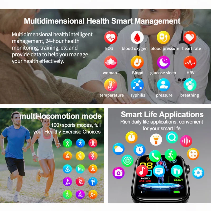 Relógio inteligente de grau médico masculino, Android, Xiaomi, Ios, Sangue, Glicose, Oxigênio, Lipido, Chamadas de Saúde, Smartwatch, Novo, 2022