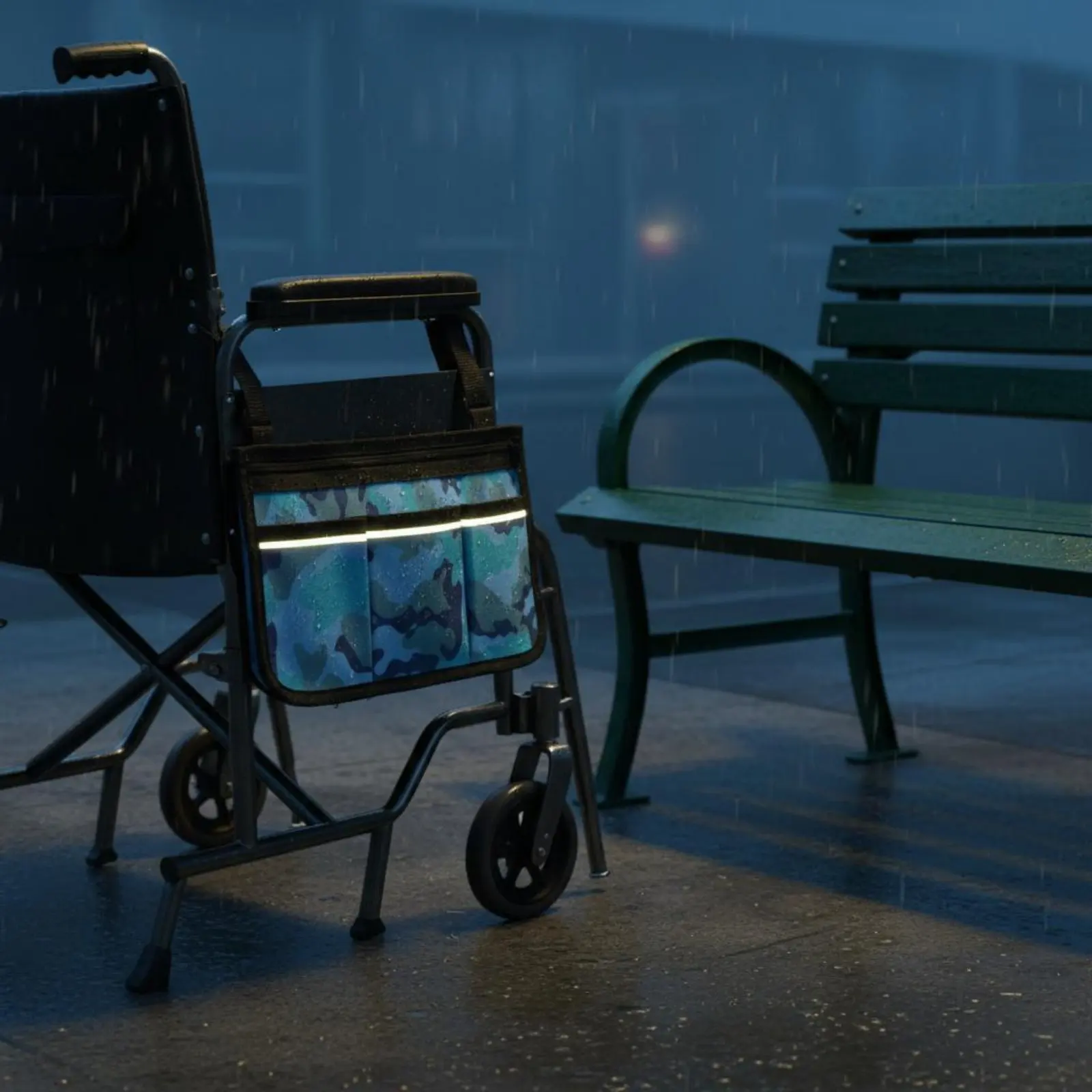 Wheelchair Armrest Storage Bag Reflective Stripe Wheelchair Armrest Pouch Side Storage Bag Water Resistant for Outdoor