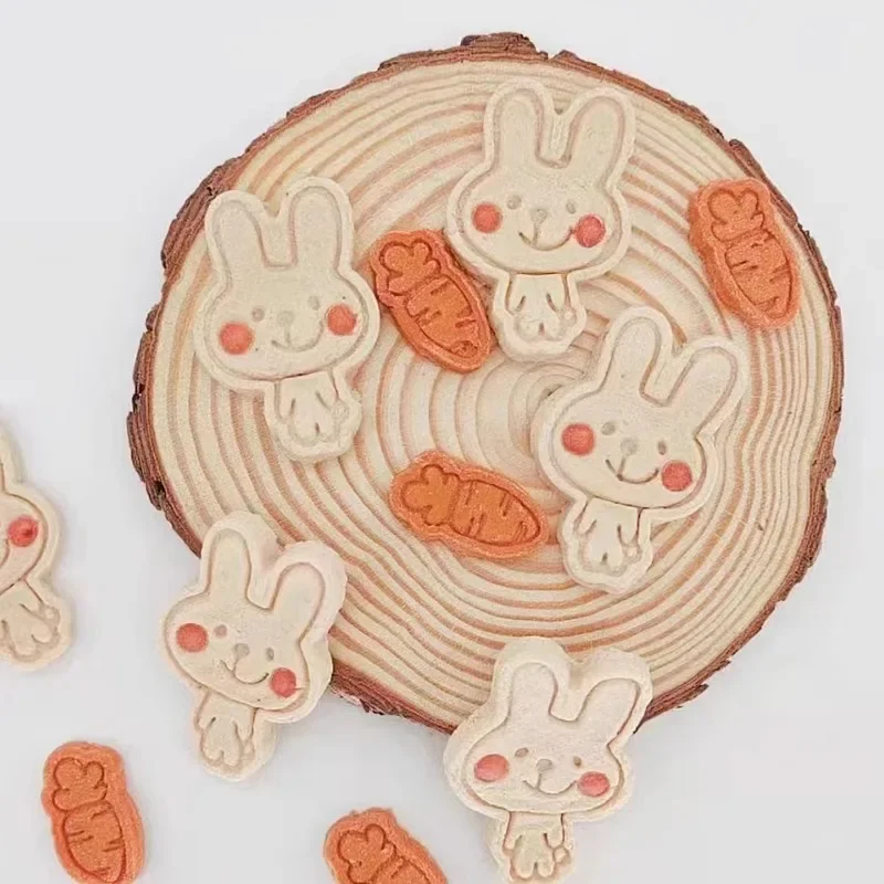 3D Cute Shy Rabbit Cookie Embossing Mold Cartoon Carrot Rabbit Fondant Cookie Cutter Biscuit Mold DIY Kitchen Baking Tools