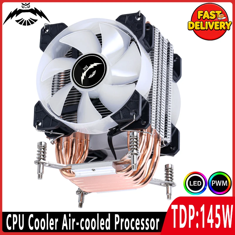 Compatible LGA115x 1200 1700 18xx 1366 2011 X79 X99 i5 Air-cooled Cooler Processor CPU Cooling Fan 2/4/6 Heat Pipe 90mm 4pin/PWM