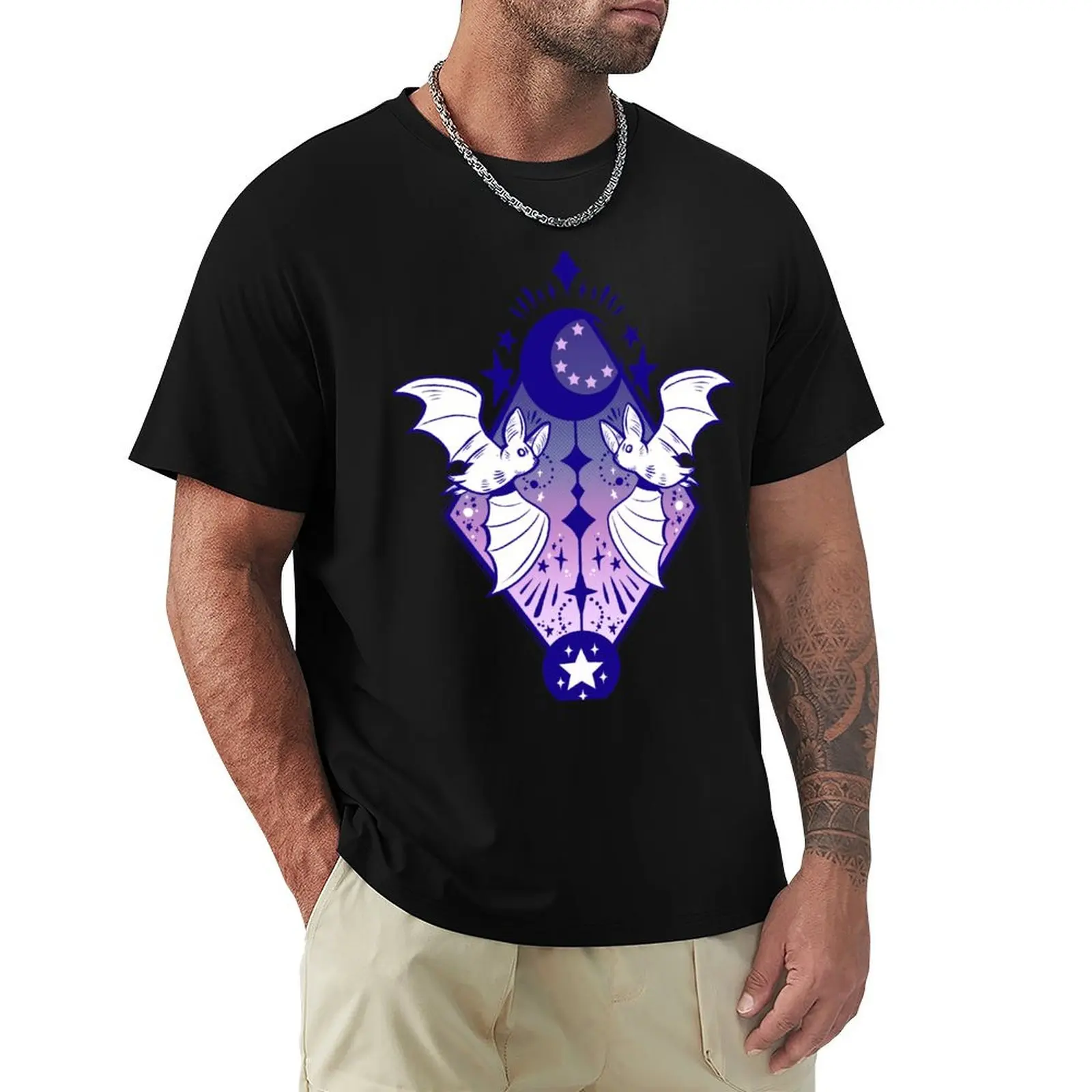 تي شيرت White Bats تي شيرت كبير الحجم تي شيرت مضحك للرجال