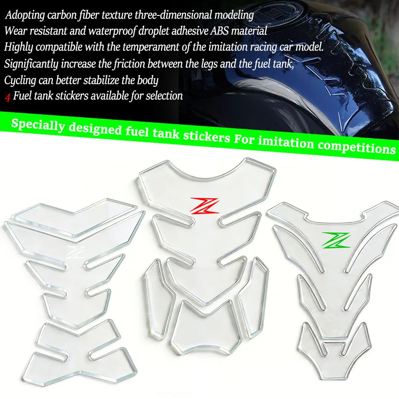 

For Z250 SL Z300 Z400 Z500 Z750 Z800 Z650 Z900 RS Z1000 SX 3D Transparent Resin Oil Fuel Gas Tank Pad Tankpad Decal Protector