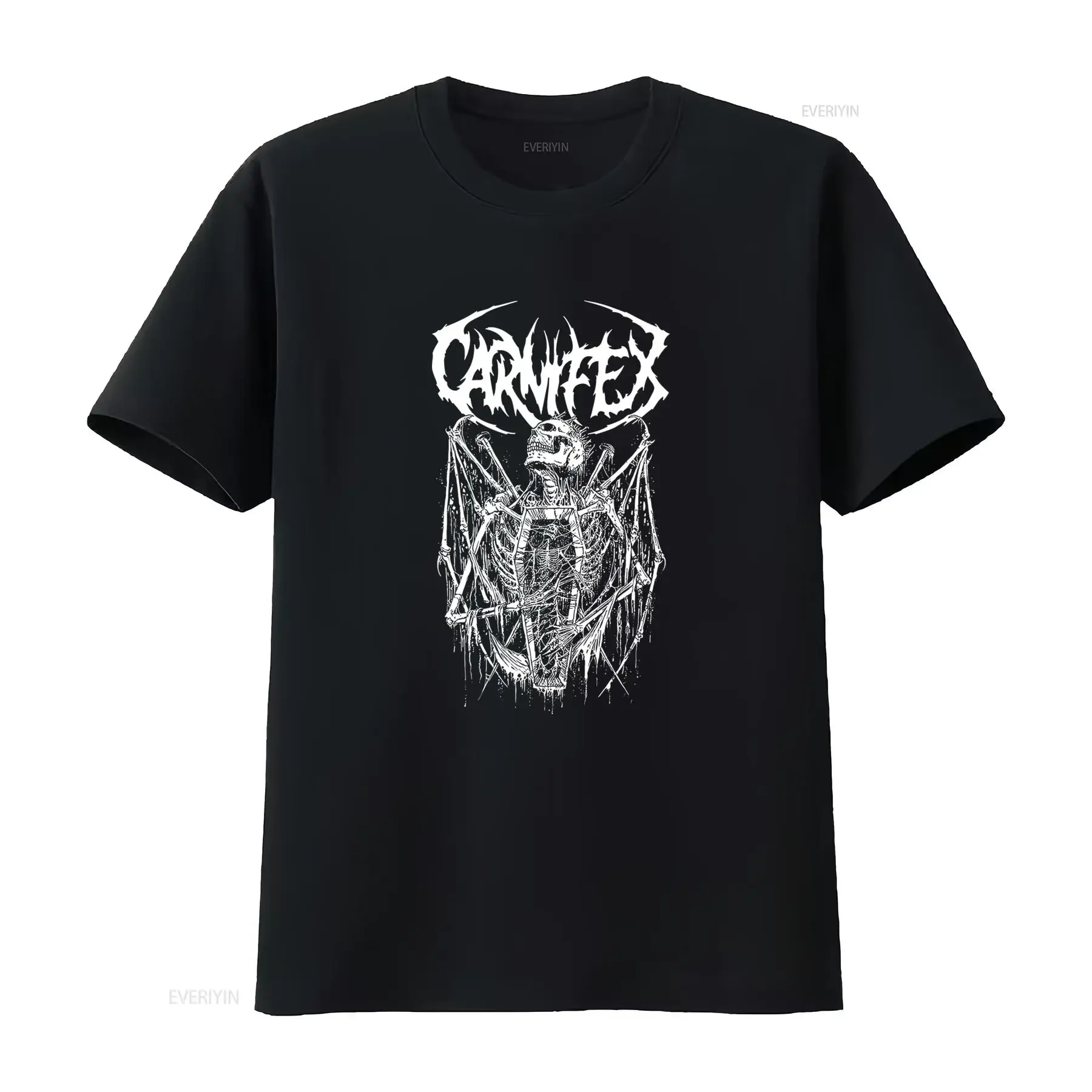 T-shirt Premium Carnifex Death Metal Édition Limitée Imprimé Squelette Gothique pour Fans de Rock, Effet Délavé Vintage Légèrement Doux