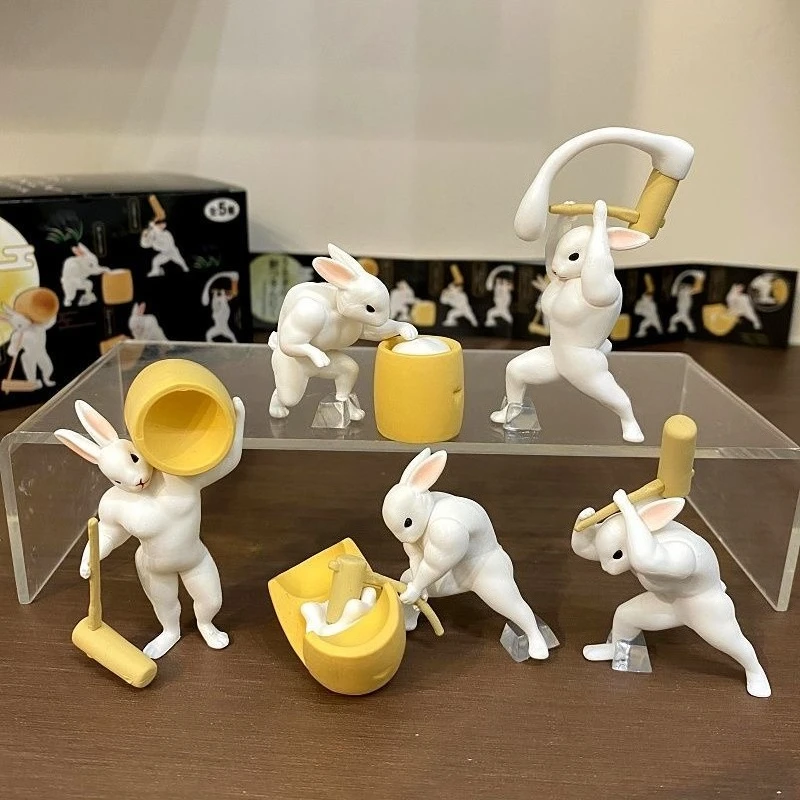 Cartoon Action Figure Gepureerde Rijstcake Spier Jade Konijn Karaktercollectie Ornamenten Decoratie Blind Box Speelgoed Kindergeschenken