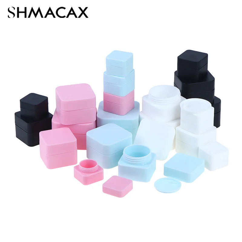 5g-50g Empty Plastic Nail Art Cosmetic Square Containers Jar Small Sample Cream Pot Nail Gel Powder Box Makeup Lotion Tool