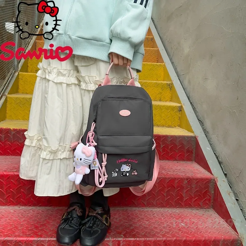 Hello Kitty New Women's Backpack Fashion High Quality Lightweight Girls Backpack Solid Color Versatile Multi-functional Backpack