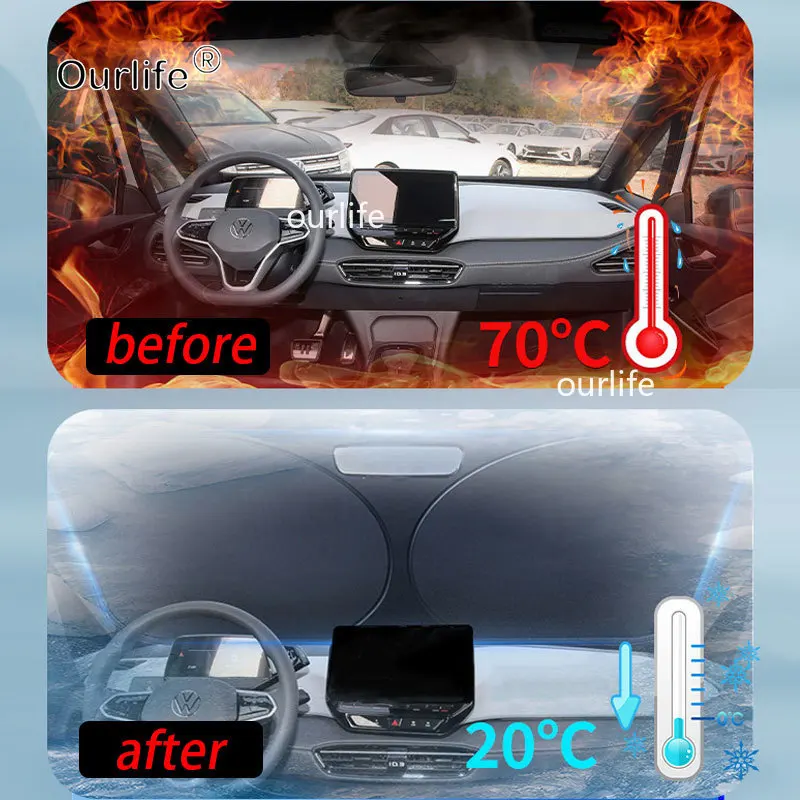 For Volkswagen VW ID3 ID.3 2025 2026 2027Car Windshield Sunshade Cover Anti UV Protection Foldable and easy to store Accessories