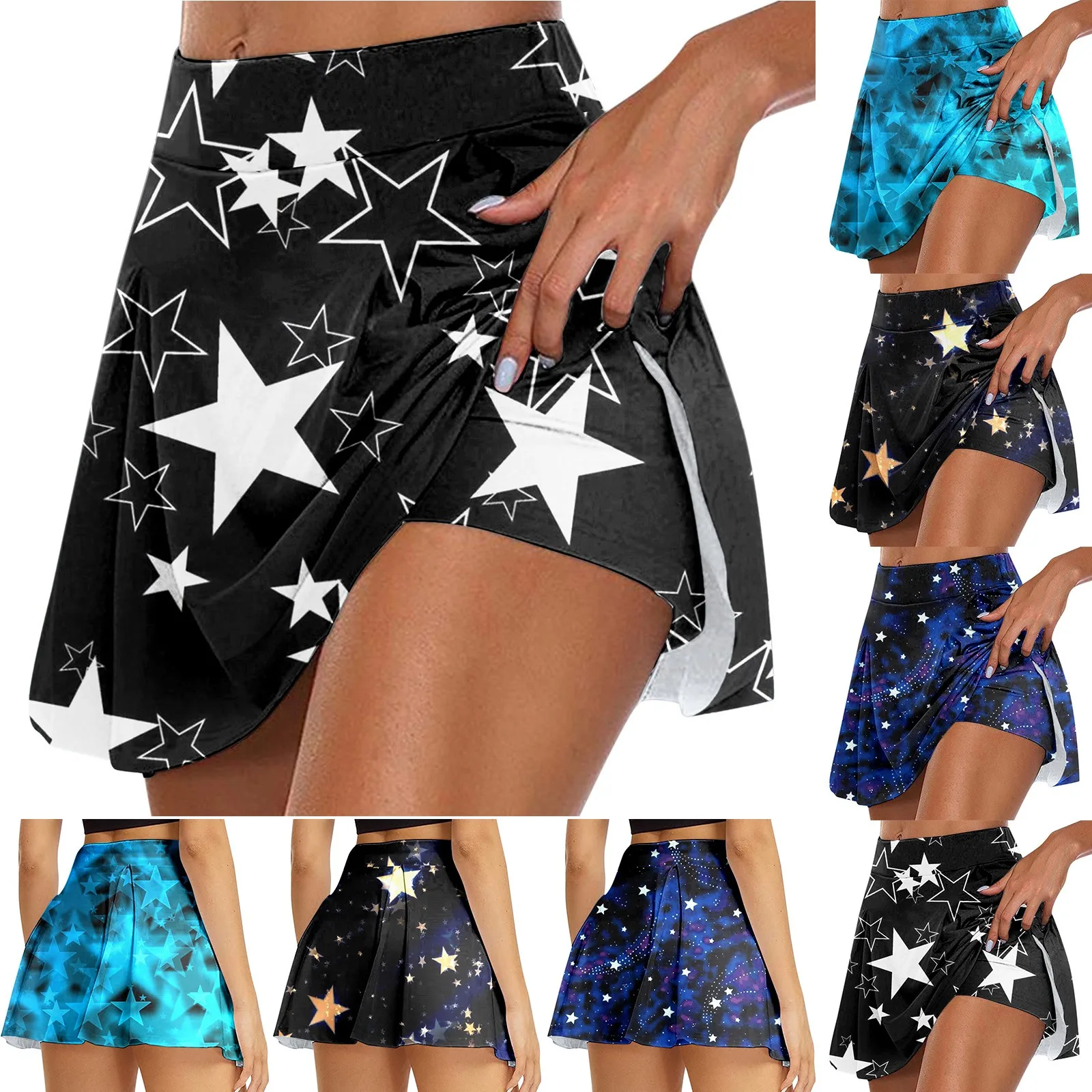 

Women'S Butterfly 3d Tennis Skorts Solid Color Anti-Exposure Skirt Quick Dry Fitness Running High Waist Shorts Golf Culottes