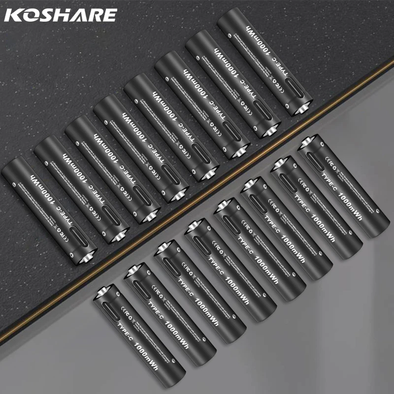 

KOSHARE USB-C battery 1.5V AAA lithium battery 1000mWh C-type rechargeable battery, used for smart door locks, remote control to