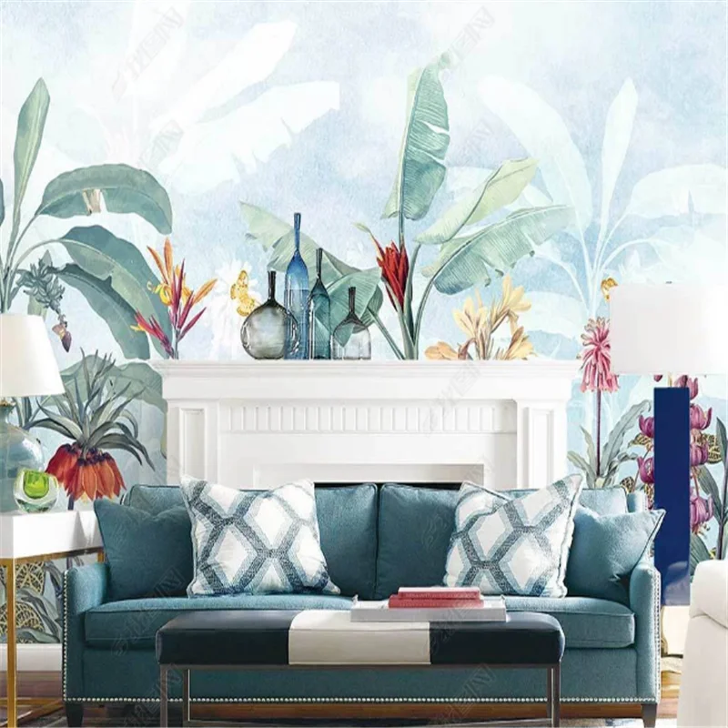 Nordic Tropical Rainforest Wallpaper For Living Room Southeast Asia Idyllic Grove Flowers Background Wall Paper Home Decor Mural