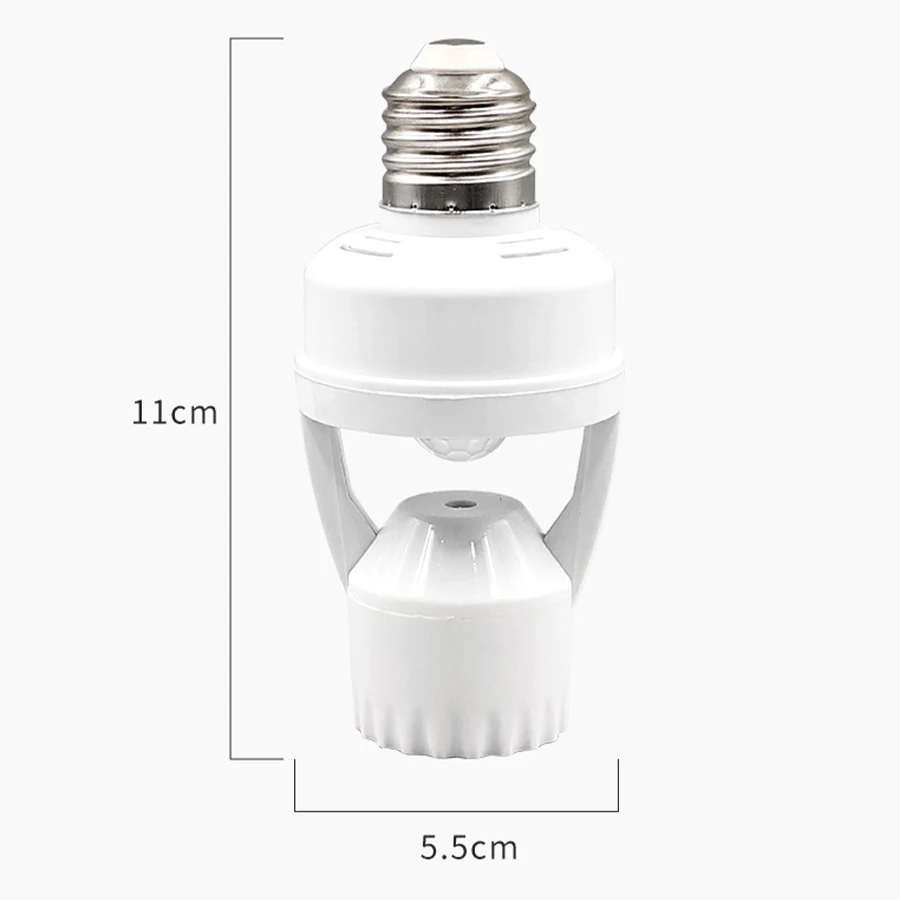 360 Degrees PIR Human Induction LED Lamp Socket Base Motion Sensor E27 Bulb Socket AC 100-240V Adjustable Delay Time Switch