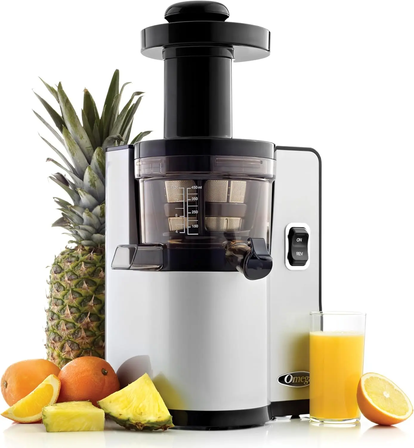Vertical Cold Press Slow Masticating Juice Extractor, 43 RPM, Compact Size for Fruits & Vegetables, Quiet Operation, 3-Stage Aug