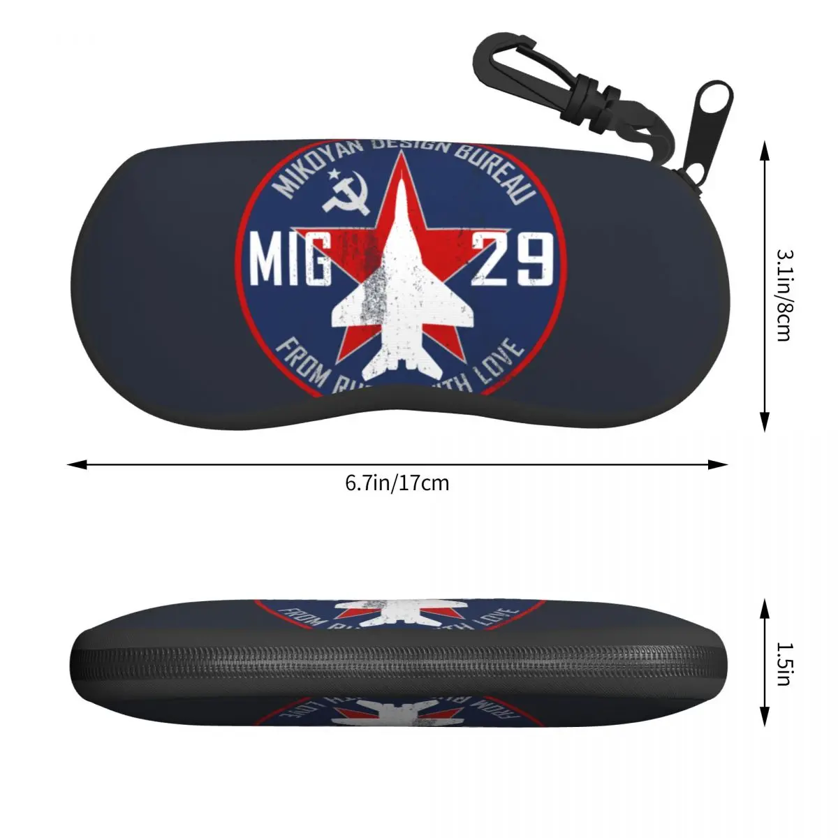 Mikoyan MiG-29 Russia With Love Jet Fighter Shell Eyeglasses Protector Cases Sunglass Case Pilot Aviation Airplane Glasses Bag