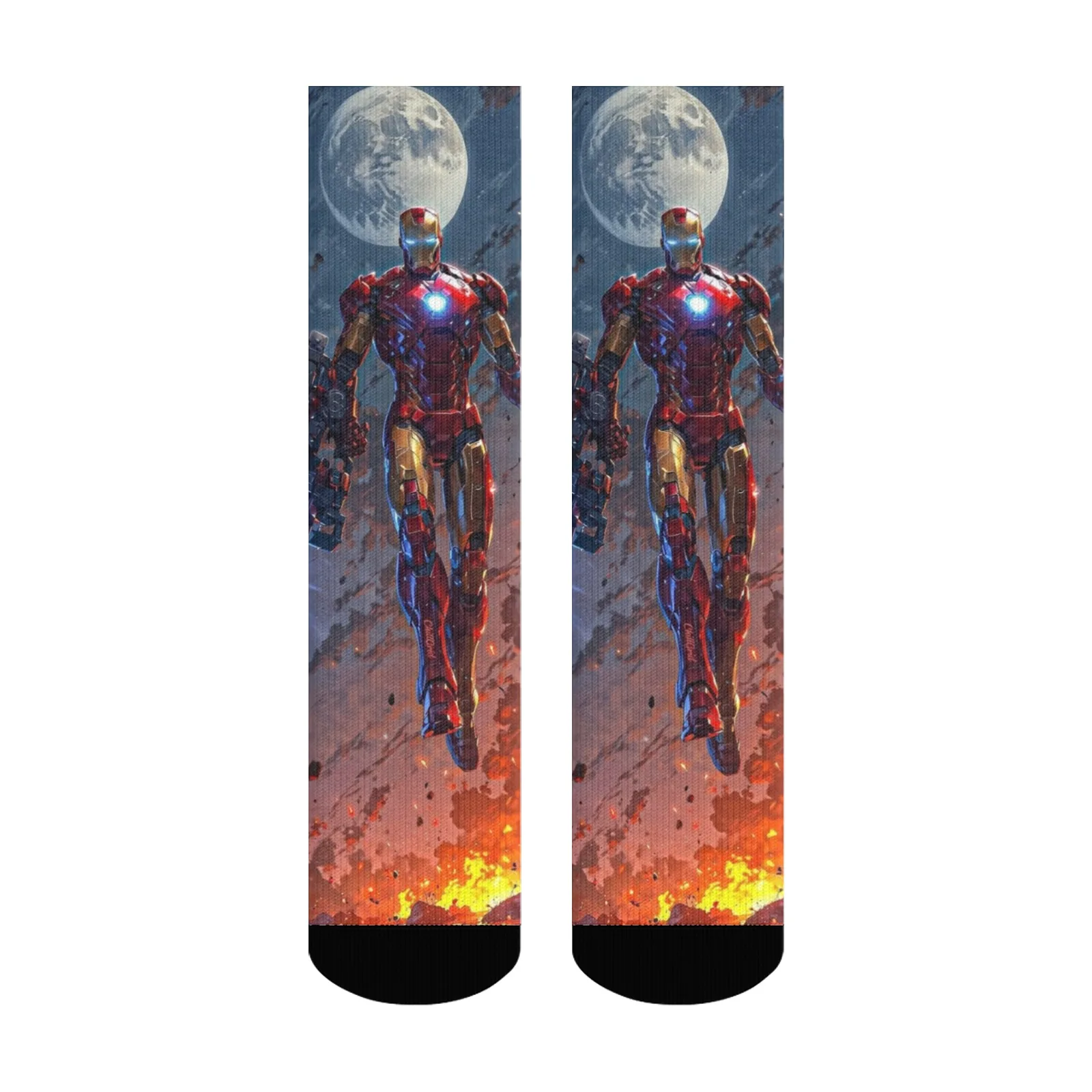 Iron Man thème Harajuku imprimer à la mode respectueux de la peau confortable équipage chaussettes de Compression unisexe rue Hip Hop chaussettes cadeau de vacances
