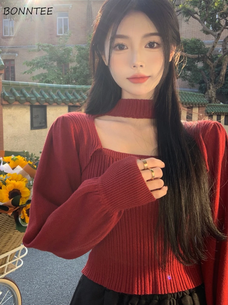 

Cropped Sweater Women Slim Casual Hollow Out Gentle Office Lady Cozy Versatile Ulzzang Fashion Simple Lazy Style Sueter Mujer