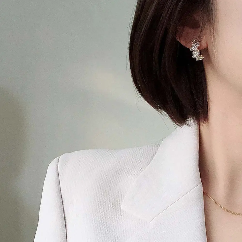 Gift Fashion Jewelry Rhinestone Gold Color Zircon Cartilage Clip Clip Earrings Zircon Ear Clip Ear Bone Clip Korean Earrings