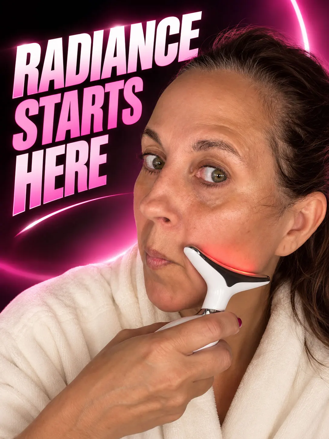 Face Neck Care Device EMS Microcurrent Beauty Massager LED Light Warm Massage Tool for Home Beauty Use