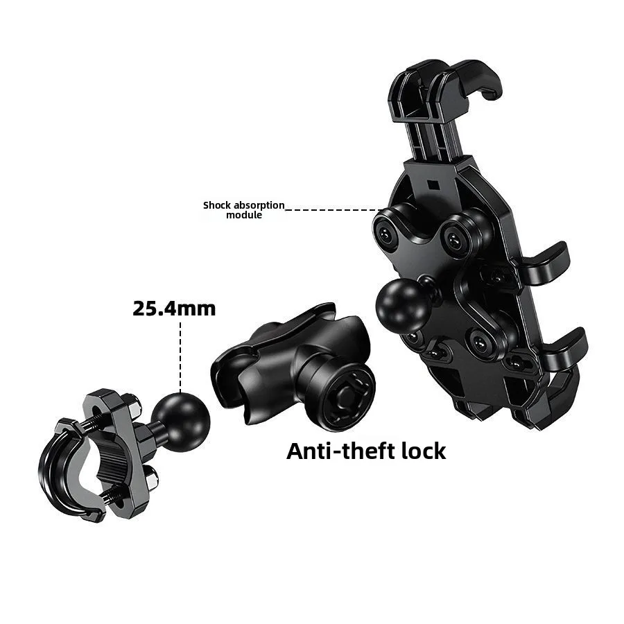 Motorcycle Bike Phone Holder with Shock Absorber Bicycle Handlebar Rearview Mirror Mount Anti-theft Shockproof Phone Bracket