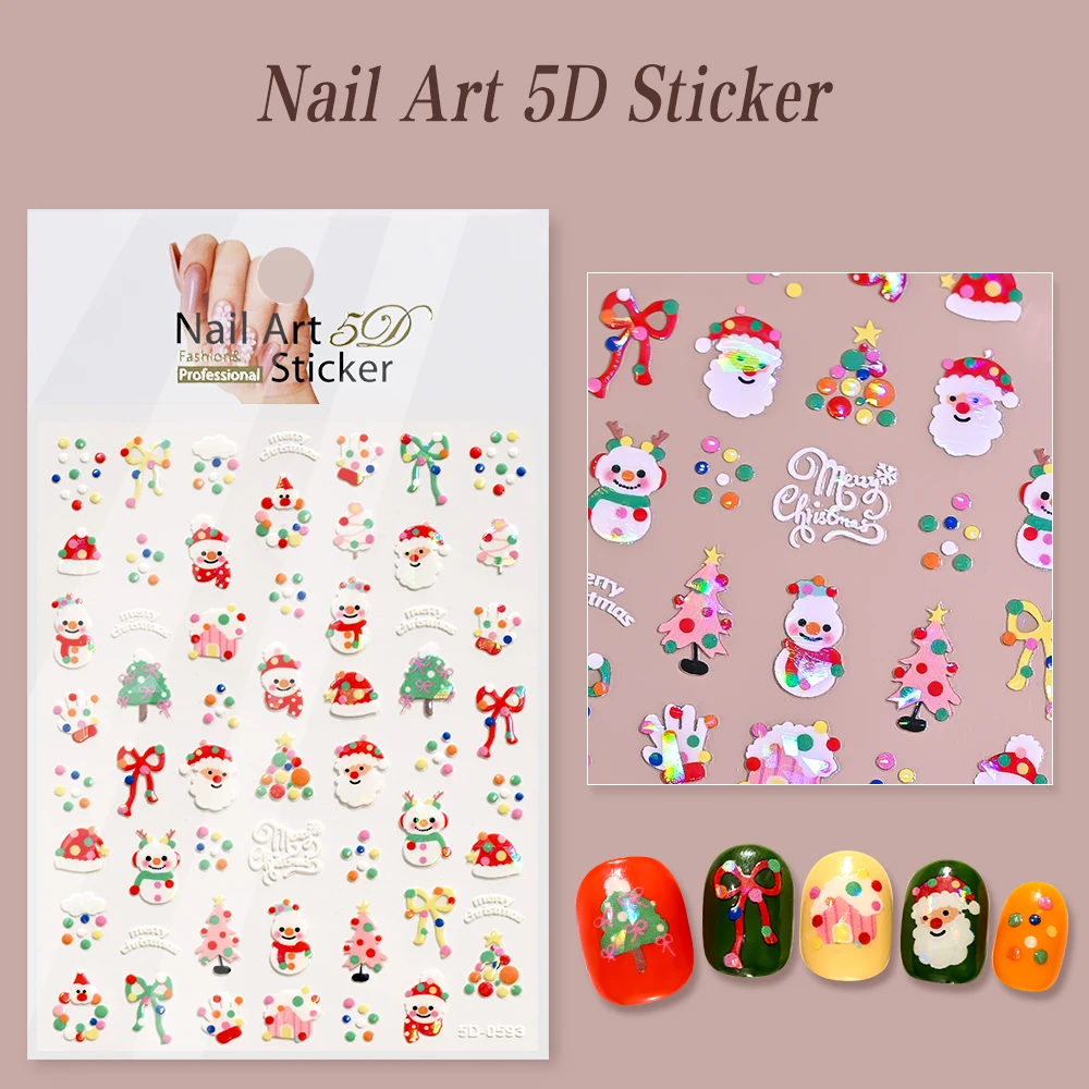 1 stks kleurrijke kerstboom ster nagelstickers cartoon xmas grenen sneeuwpop zelfklevende nagelstickers winter nieuwjaar nagelvoorziening