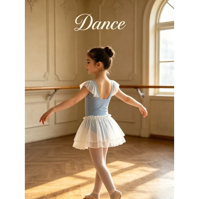 

Ballet Leotard Sleeveless Tulle Skirt Summer Dance Outfit Spliced Mesh Training Wear Stage Performance Gymnastics Practice Suit
