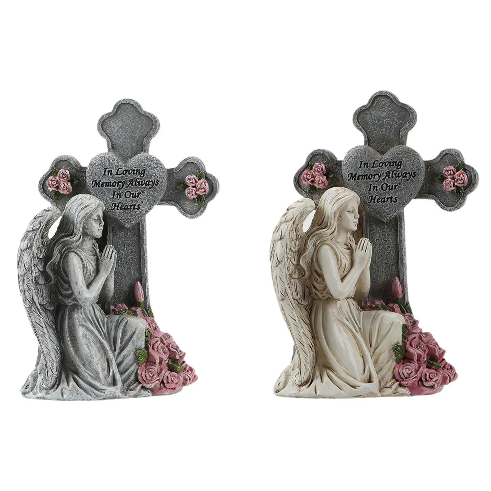 

Solar Garden Statue, Lawn Ornament, Cross Angel Figurine with Solar Light,