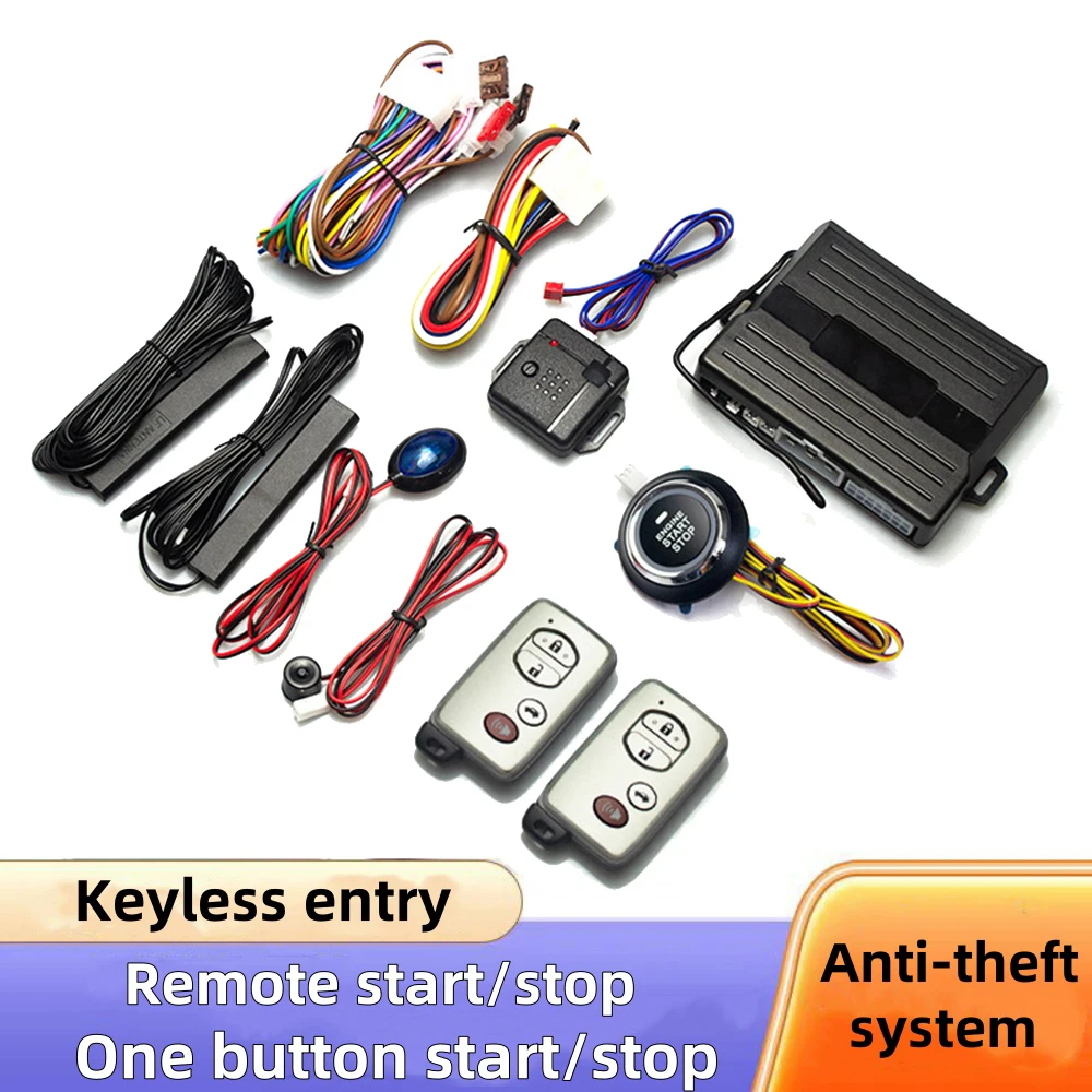 12V Universal Car Keyless Entry System Engine Start Alarm System One-button Start/Stop System Remote Starter Stop Accessories