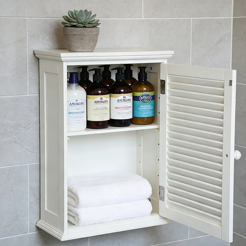 aj-Modern Simple MDF Durable Wall-mounted Bathroom Cabinet Space Saving Waterproof Storage Vanity