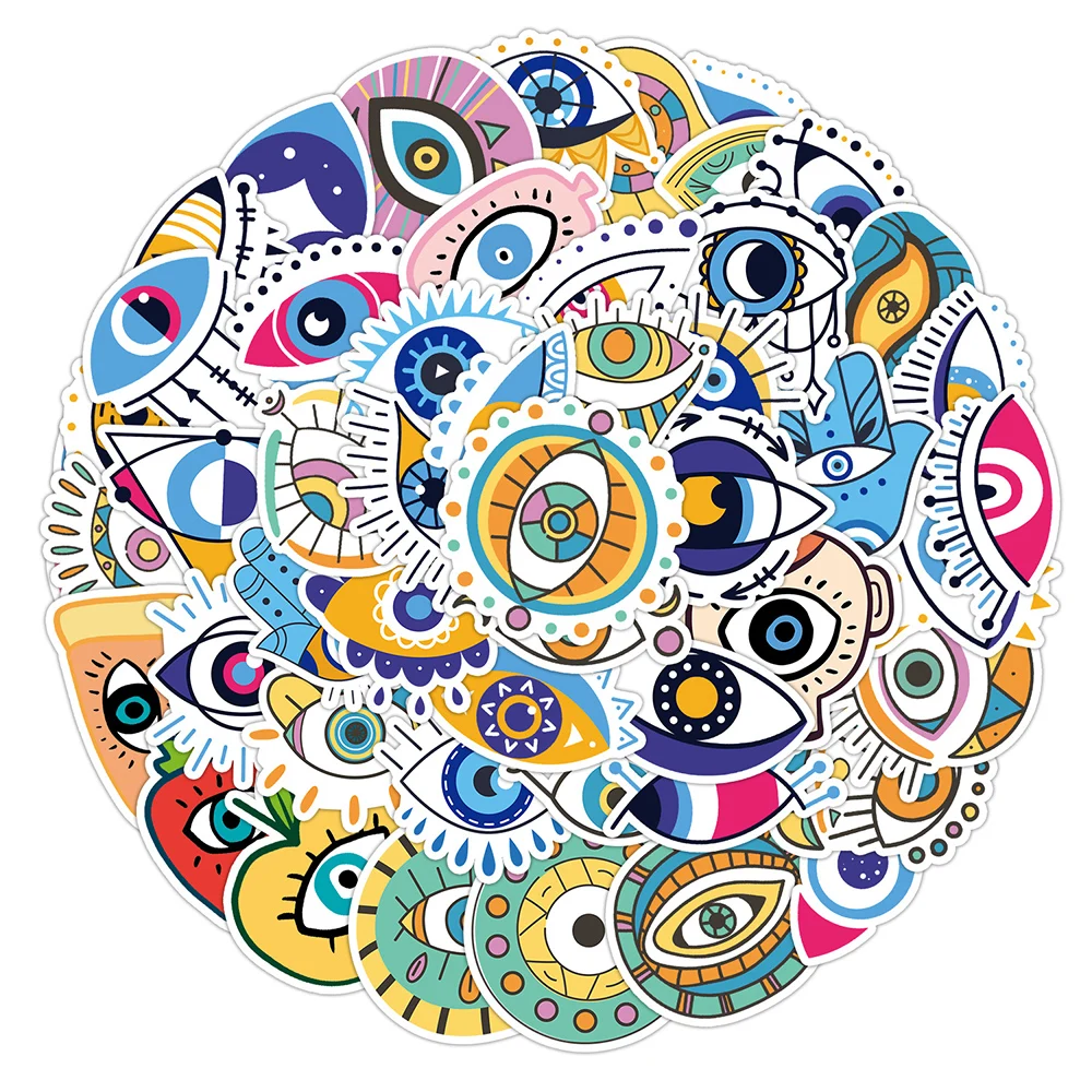 10/30/50pcs Mysterious Turkish Evil Eye Stickers Graffiti Aesthetic Graffiti Decals DIY Guitar Luggage Suitcase Cool Sticker Toy