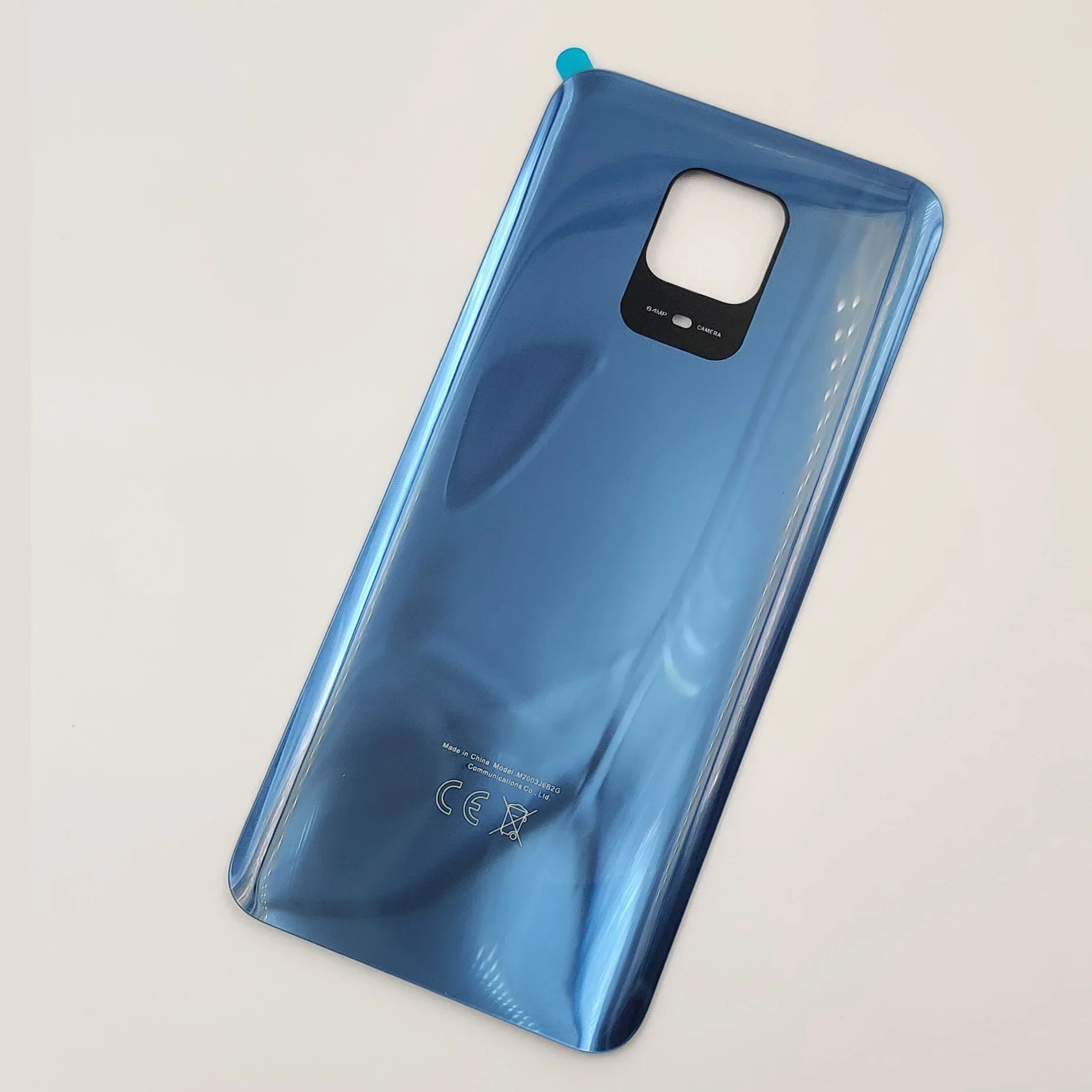 Cubierta de batería de vidrio para Xiaomi Redmi Note 9S / Note 9 Pro, tapa de puerta trasera dura, carcasa de Panel + adhesivo adhesivo