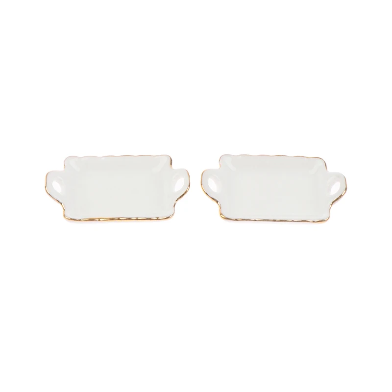 Plateau alimentaire Miniature en céramique pour maison de poupée 1/12, assiettes, plats, accessoires de cuisine, 1 pièce