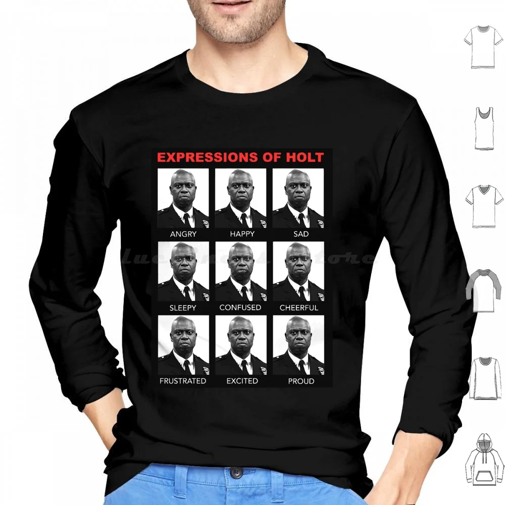 Expressions Of Captain Holt , Brooklyn 99 Hoodie cotton Long Sleeve Expressions Of Captain Holt Brooklyn 99