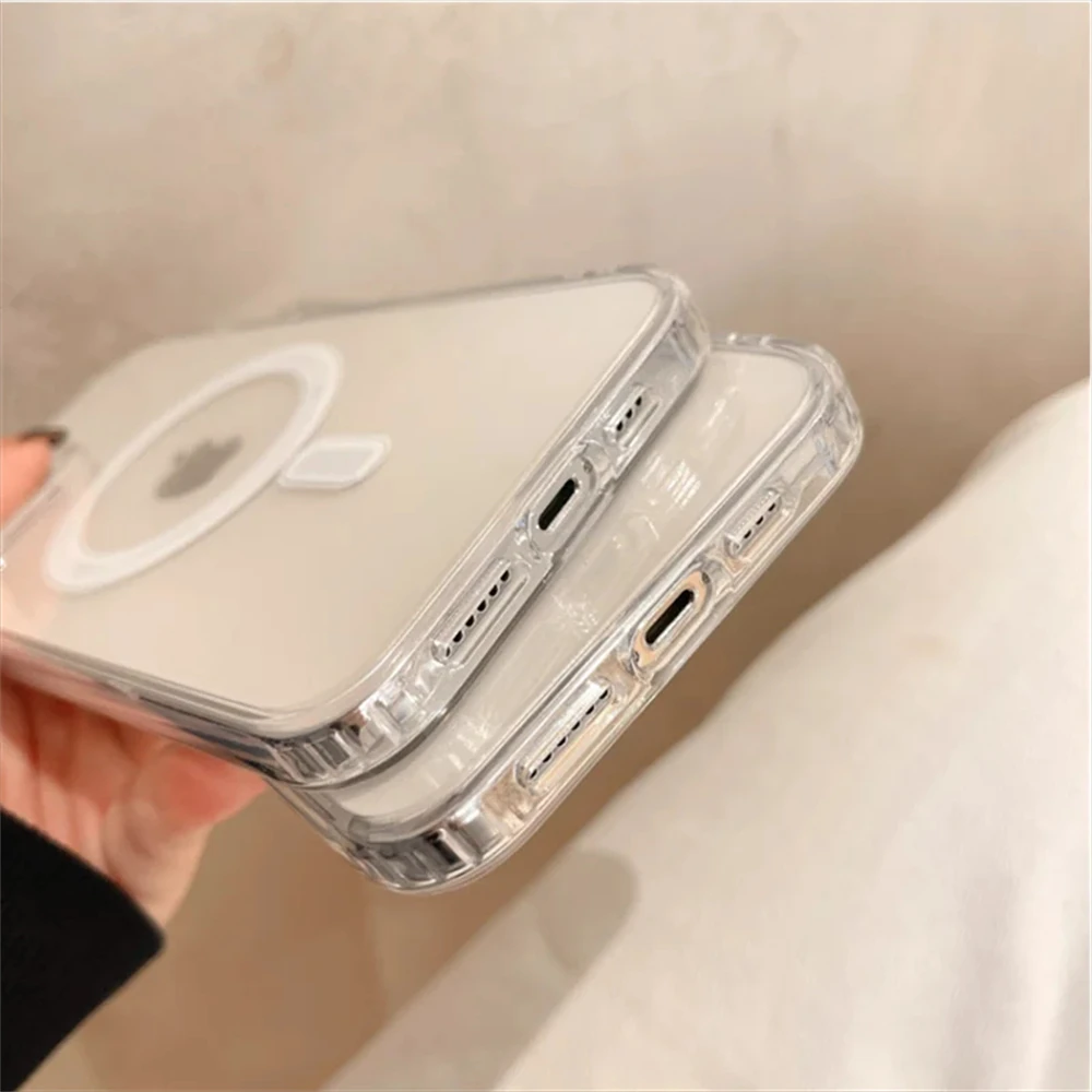 2024 NEW Original For Magsafe Magnetic Wireless Charging Case For iPhone 15 14 13 12 11 Pro Max Mini X XR XS HD Clear Hard Cover