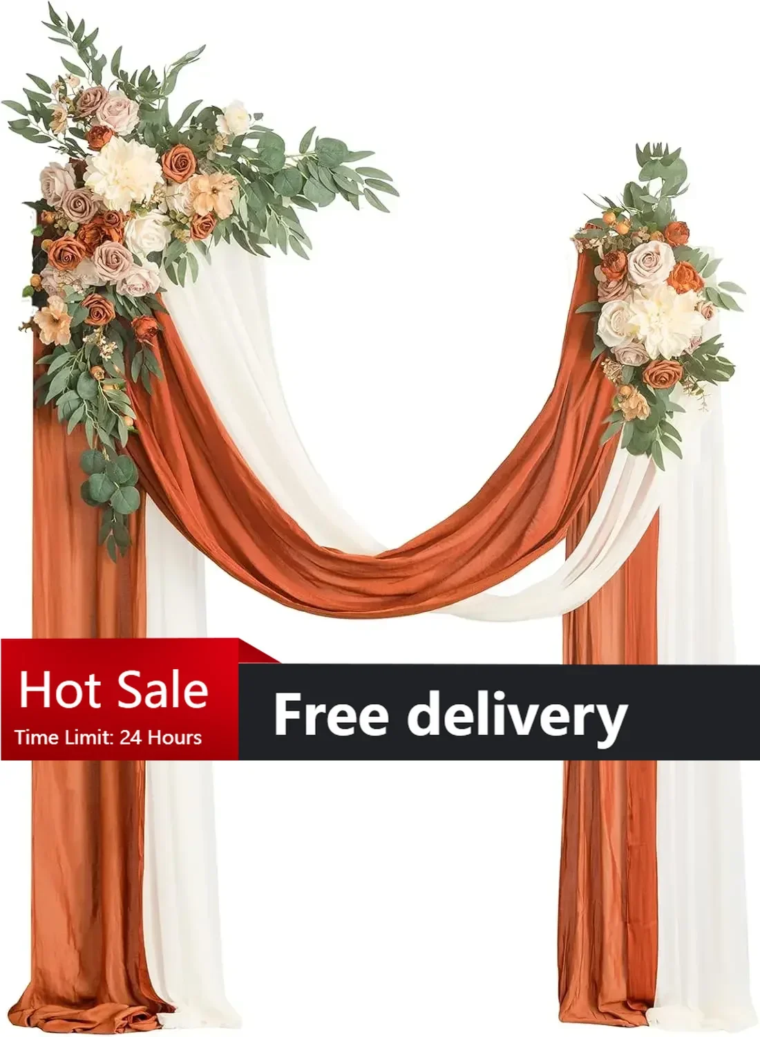 

Fall Artificial Wedding Arch Flowers Kit Pack of 4, Backdrop Brunt Orange Terracotta Floral Party Autumn Outdoor Decor