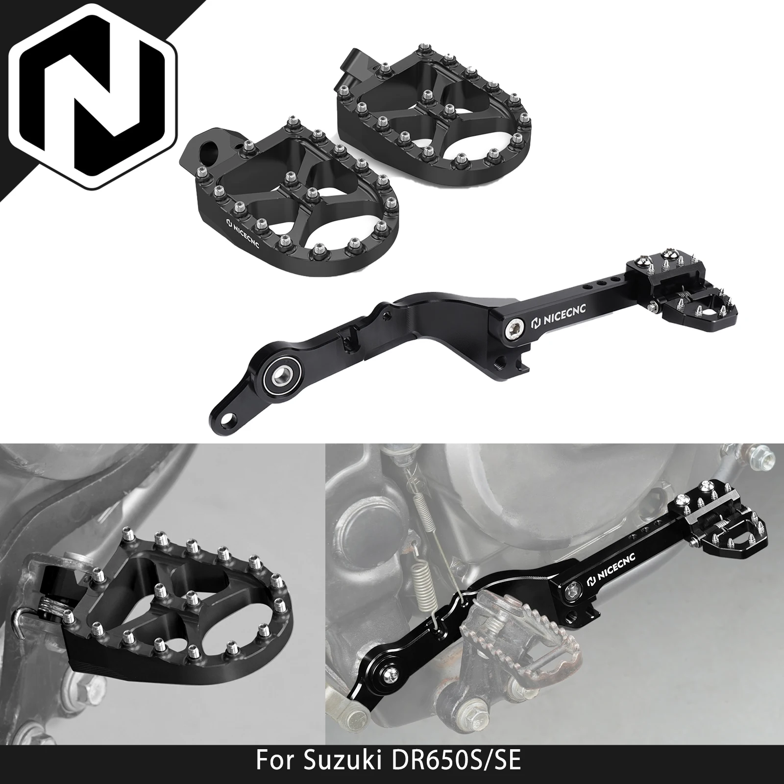 

NICECNC Adjustable Rear Brake Pedal Enlarged Wide Foot Pegs Footrests Pedal For Suzuki DR650 DR650S DR650SE 1996-2025 2024 2023