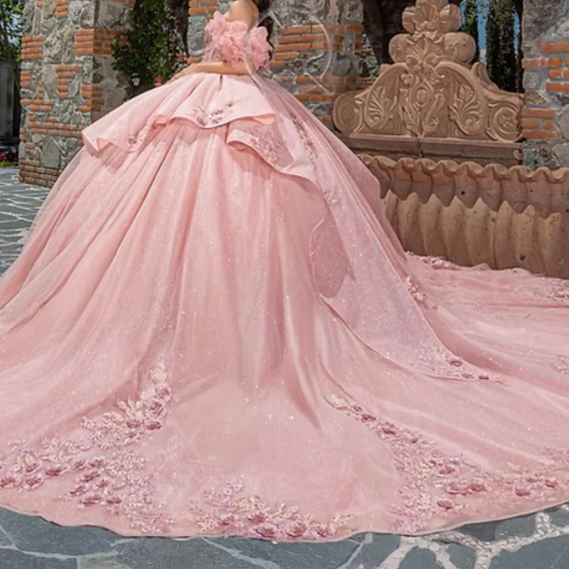 

A3810 Роскошное телесное розовое платье Quinceanera для девочек 15-16 лет, кружевной корсет с аппликацией для выпускного вечера, дня рождения, свадьбы по индивидуальному заказу