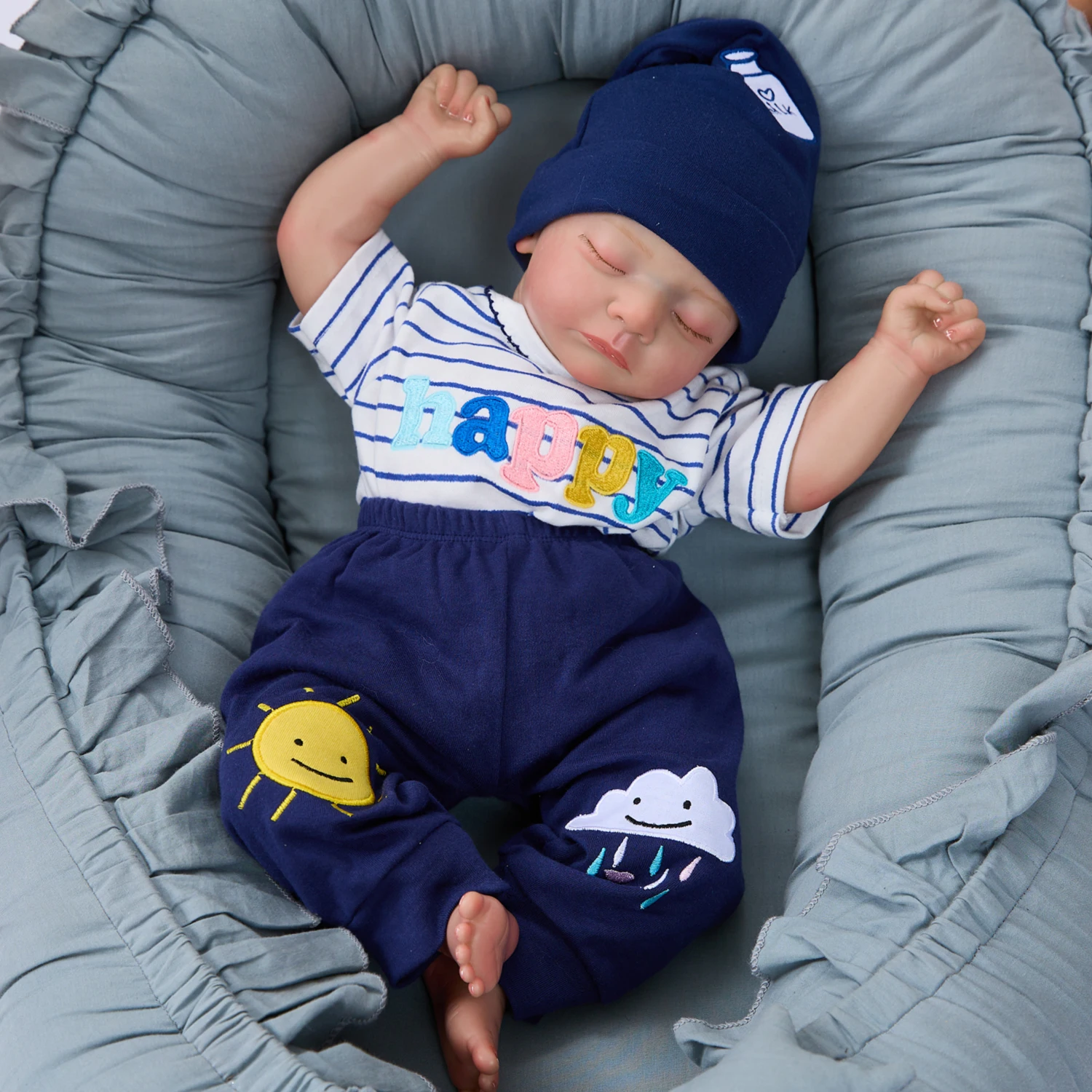 

Мягкая силиконовая кукла-реборн с 3d-краской и видимыми венами, 17 дюймов, 43 см