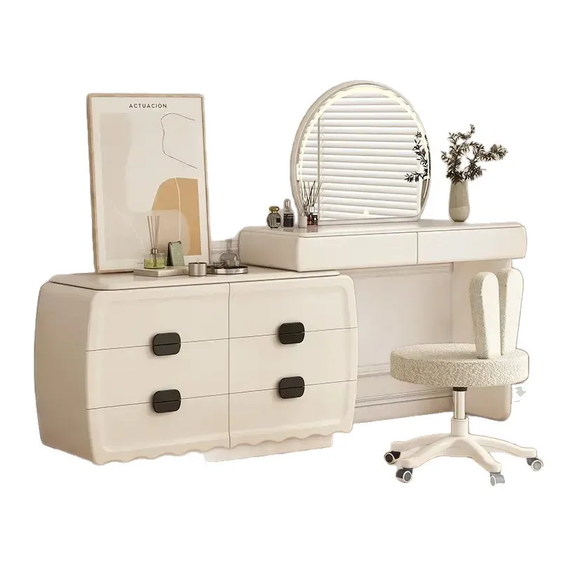 LMM cream wind advanced feeling paint dresser makeup table six chest dresser integrated