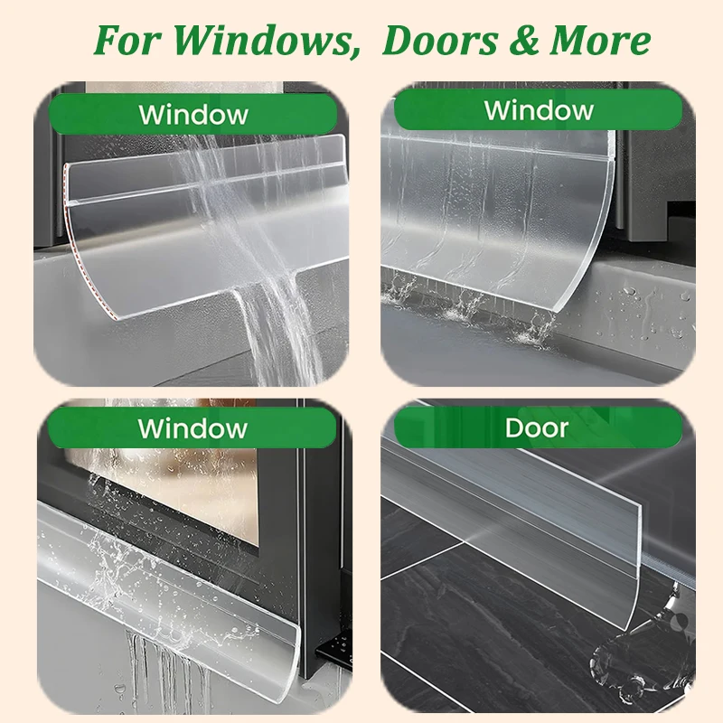 Transparent Window Edge Rainproof Blocking Bar Balcony Sill Water Guide Bar Waterproof Windproof Sealing Strip Flashing Board