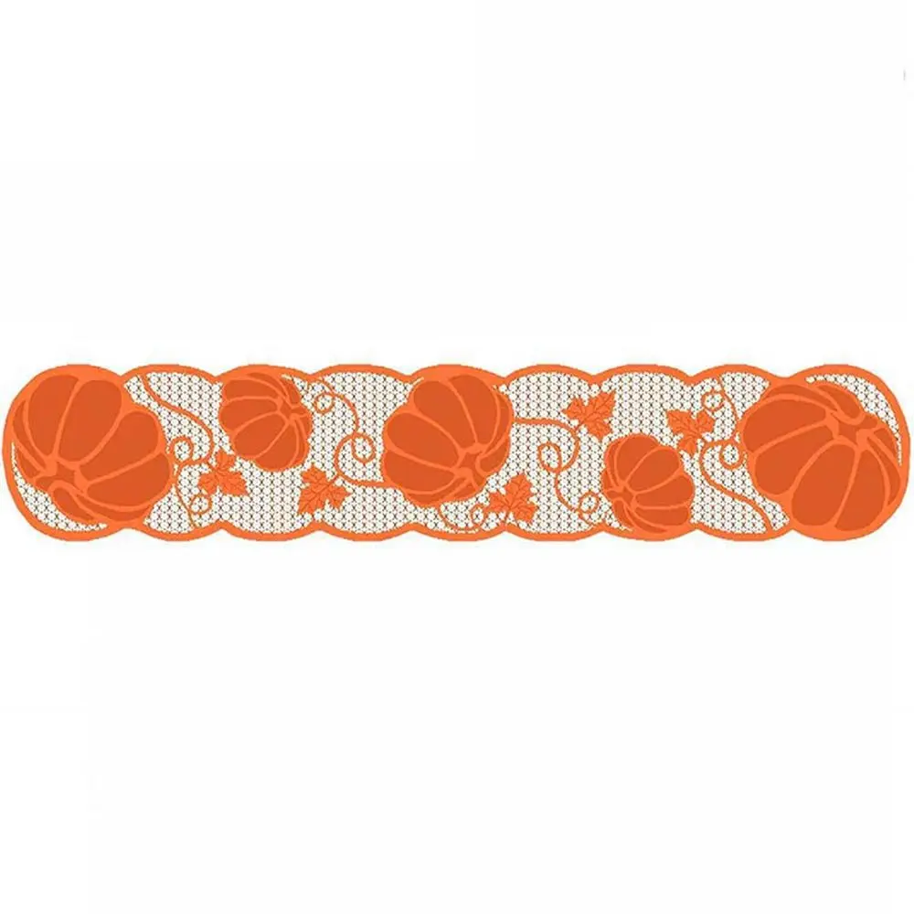 Lace Fall Pumpkin 72 x 13 inch Thanksgiving Halloween Decorations Table Cover Table Cloth Table Runner