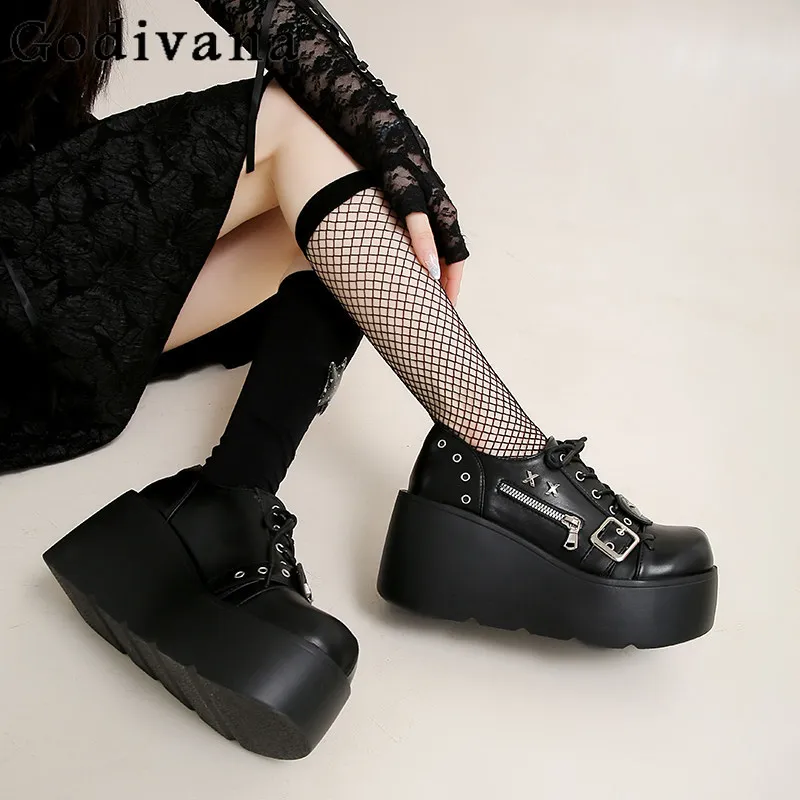 

Y2K Subculture Japanese Original Lolita Platform Muffin Shoes Dark Loli Girl Punk Style Daily Leisure Commuting Versatile Shoes