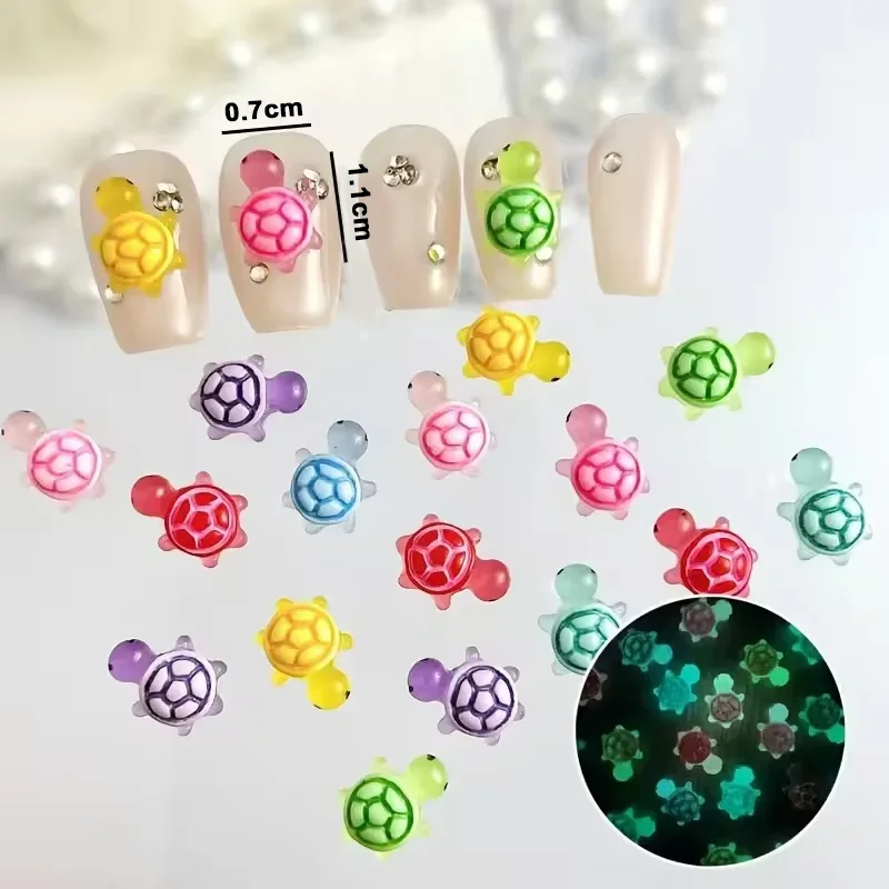 50/100 Pcs Cute Mini Luminous Turtle Ornaments Glowing in The Dark Miniatures Turtle Micro Landscape Home Decor Gift image 3