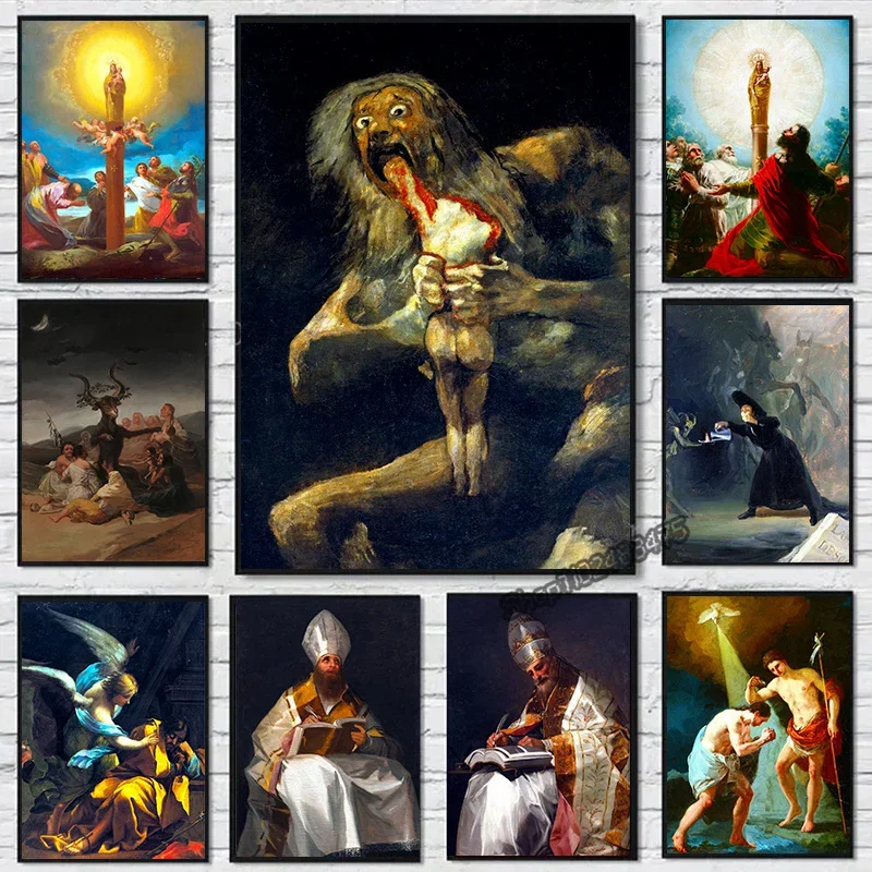 Retro brujas Sabbath Francisco Goya el coloso lienzo pintura impresiones carteles retrato clásico pared arte imágenes decoración de la habitación
