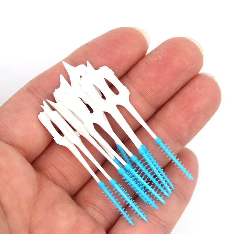 40pcs/box Interdental Silicone Brushes Dental Toothpicks Brush Between Teeth Silicone Toothpicks With Thread Oral Cleaning Tools
