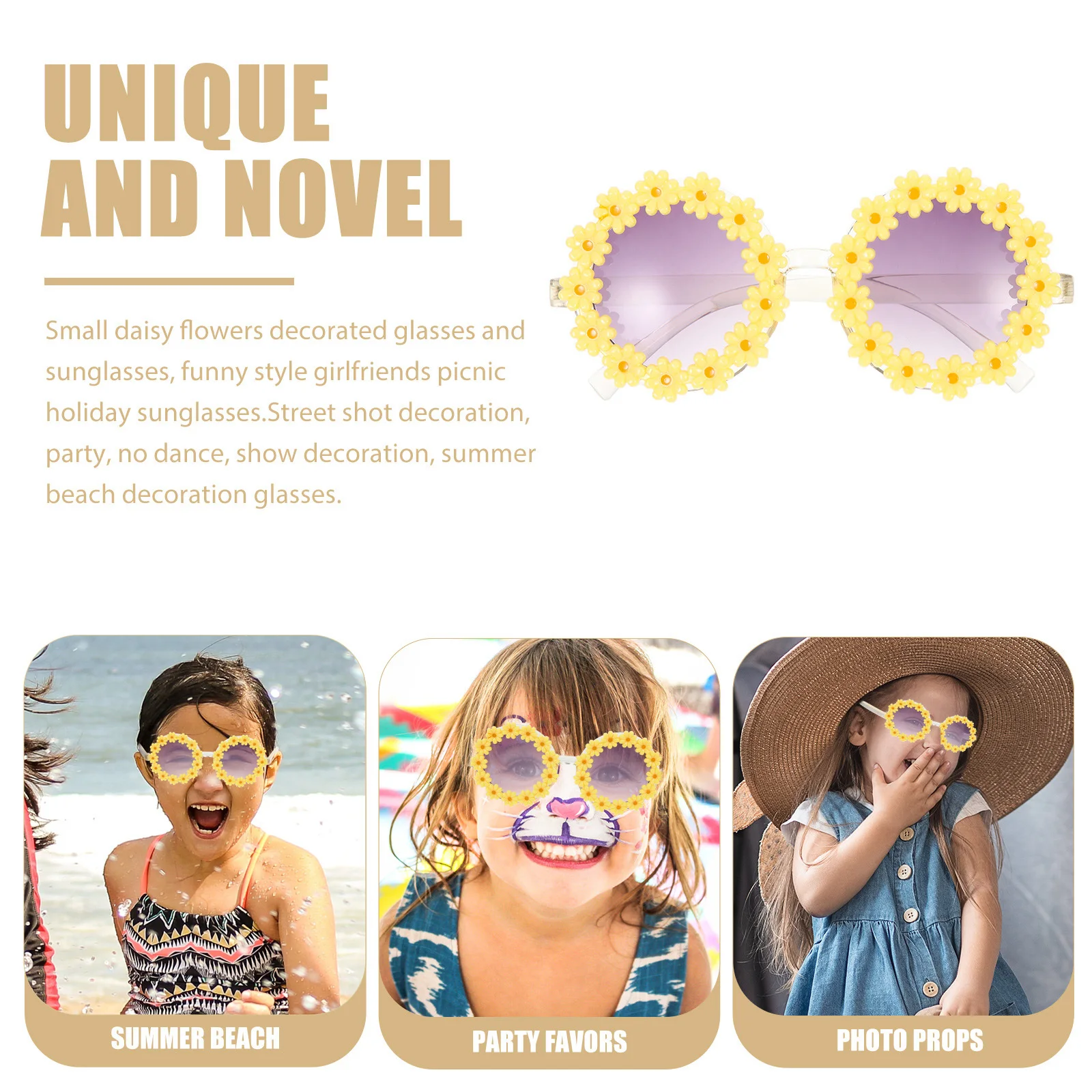 

Children Flower Sunglasses Fun Kids Eyewear for Carnival Costume Party Decor Creative Lightweight Gift for Boys