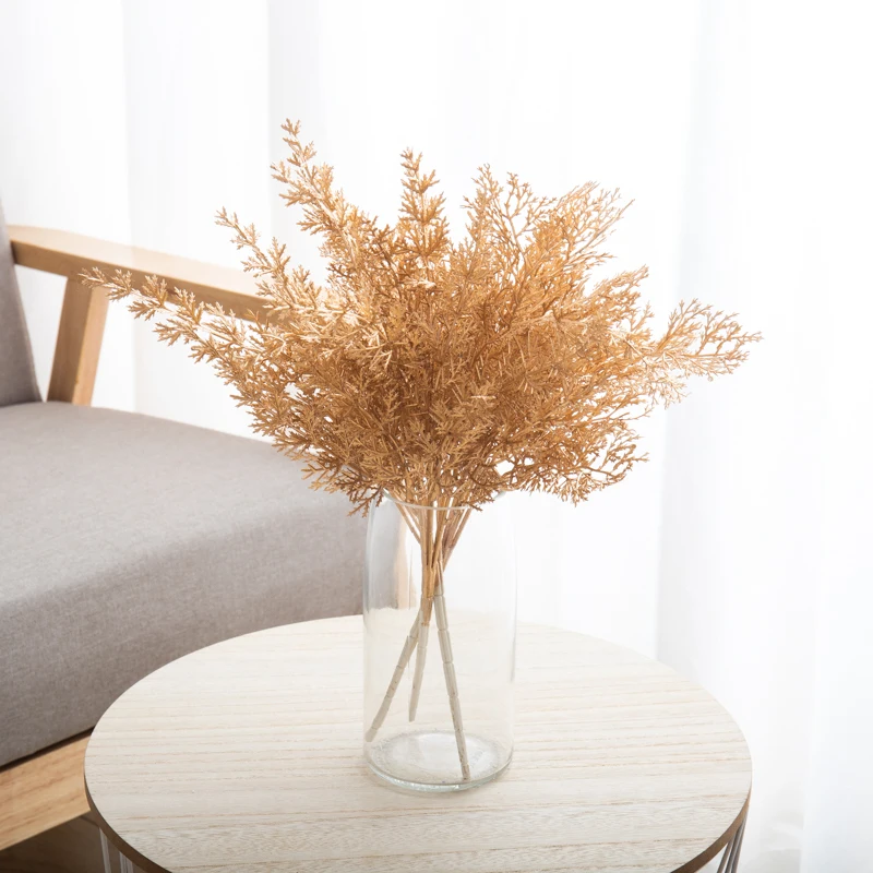 Künstliche Pflanzen Gold Fake Blumen Kunststoff Gras Hochzeit Arrangement Blätter Herbst Home Party Supplies Weihnachten Neujahr Dekor – Detail 5