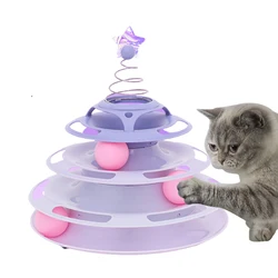 Interactive Tower Cat Toy Turntable Roller Balls Toys for Cats Kitten Teaser Puzzle Track Toy Pets Training Supplies Accessories