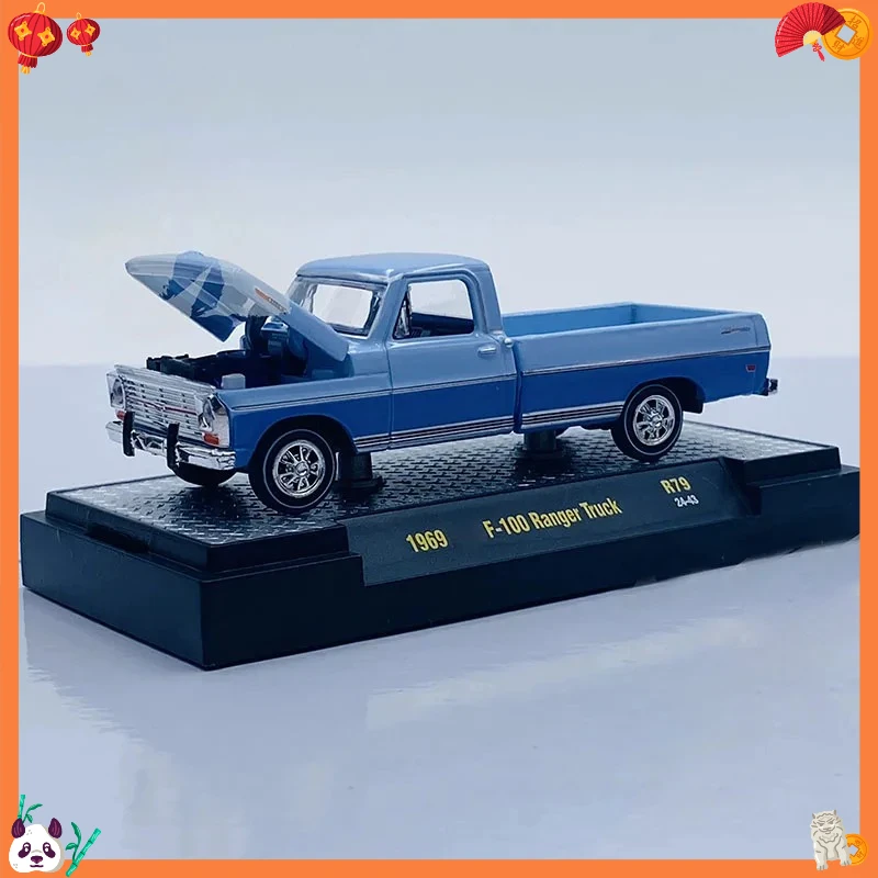 

Модель автомобиля M2 Machines 1:64, грузовик F-100 Ranger 1969 года, классическая коллекционная модель из сплава, сувенир для взрослых, статическая модель для демонстрации